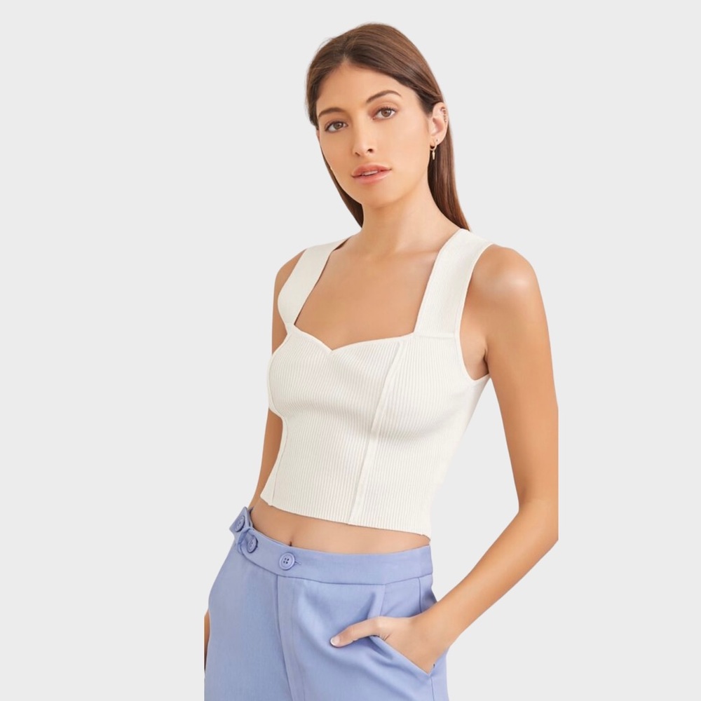 Forever 21 Sweetheart Ivory Knit Top